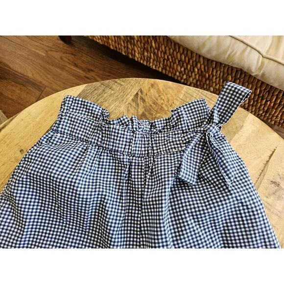Zara Basic Blue & White Gingham High Rise Paperbag Tie Waist Trouser. Size S - Picture 8 of 10